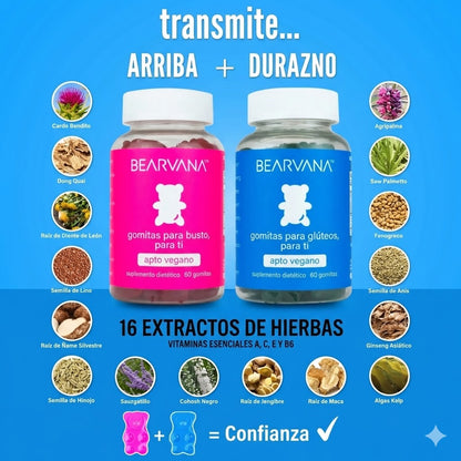Dúo Gomitas Bearvana- Para Crecimiento de Busto y Glúteo