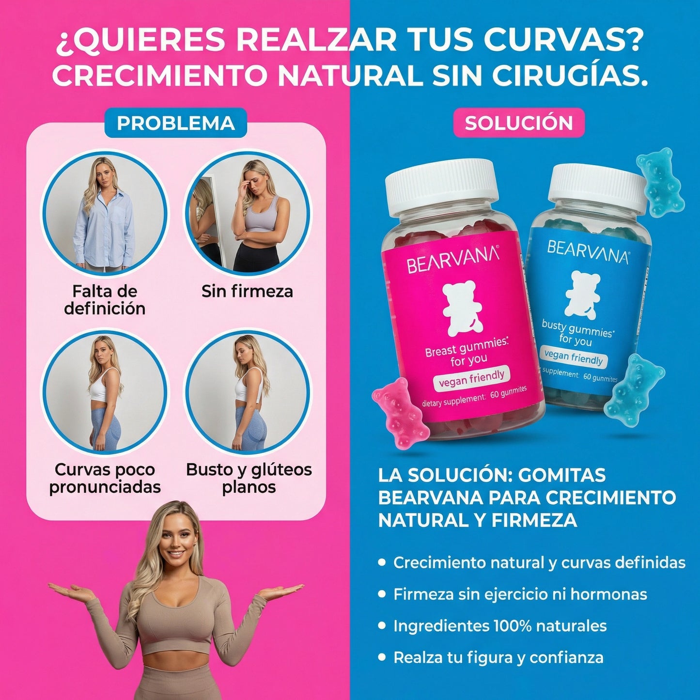 Dúo Gomitas Bearvana- Para Crecimiento de Busto y Glúteo