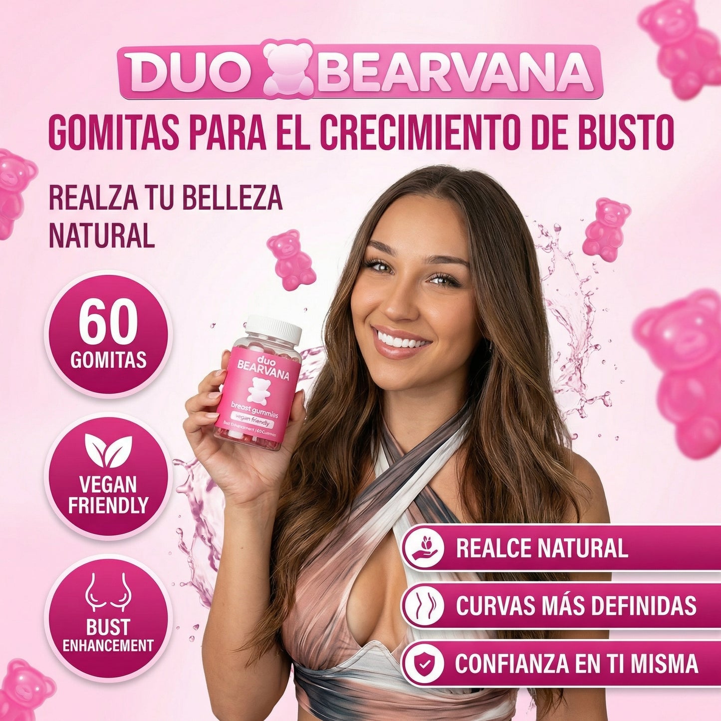 Dúo Gomitas Bearvana- Para Crecimiento de Busto y Glúteo